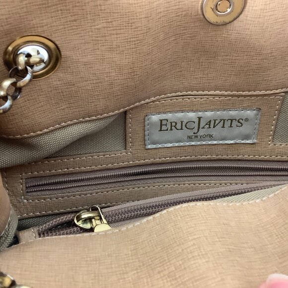 Eric Javits Beige Tan Leather Gold Tone Chain Tassel Bag - Picture 9 of 9
